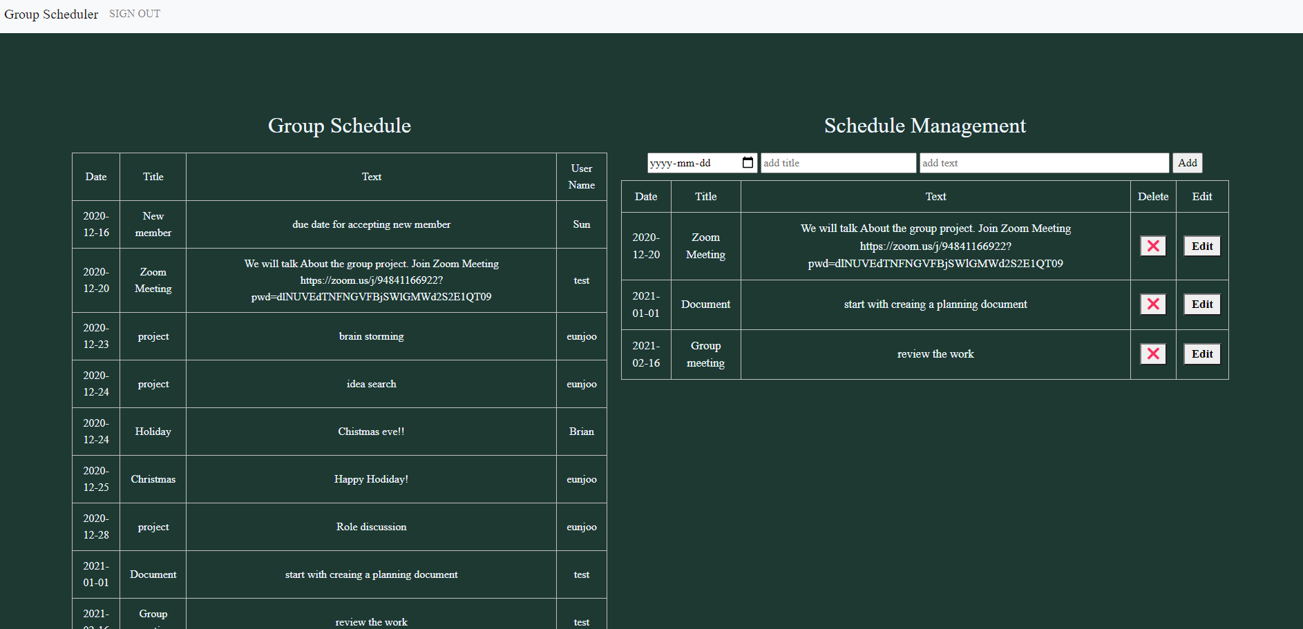 Group Scheduler